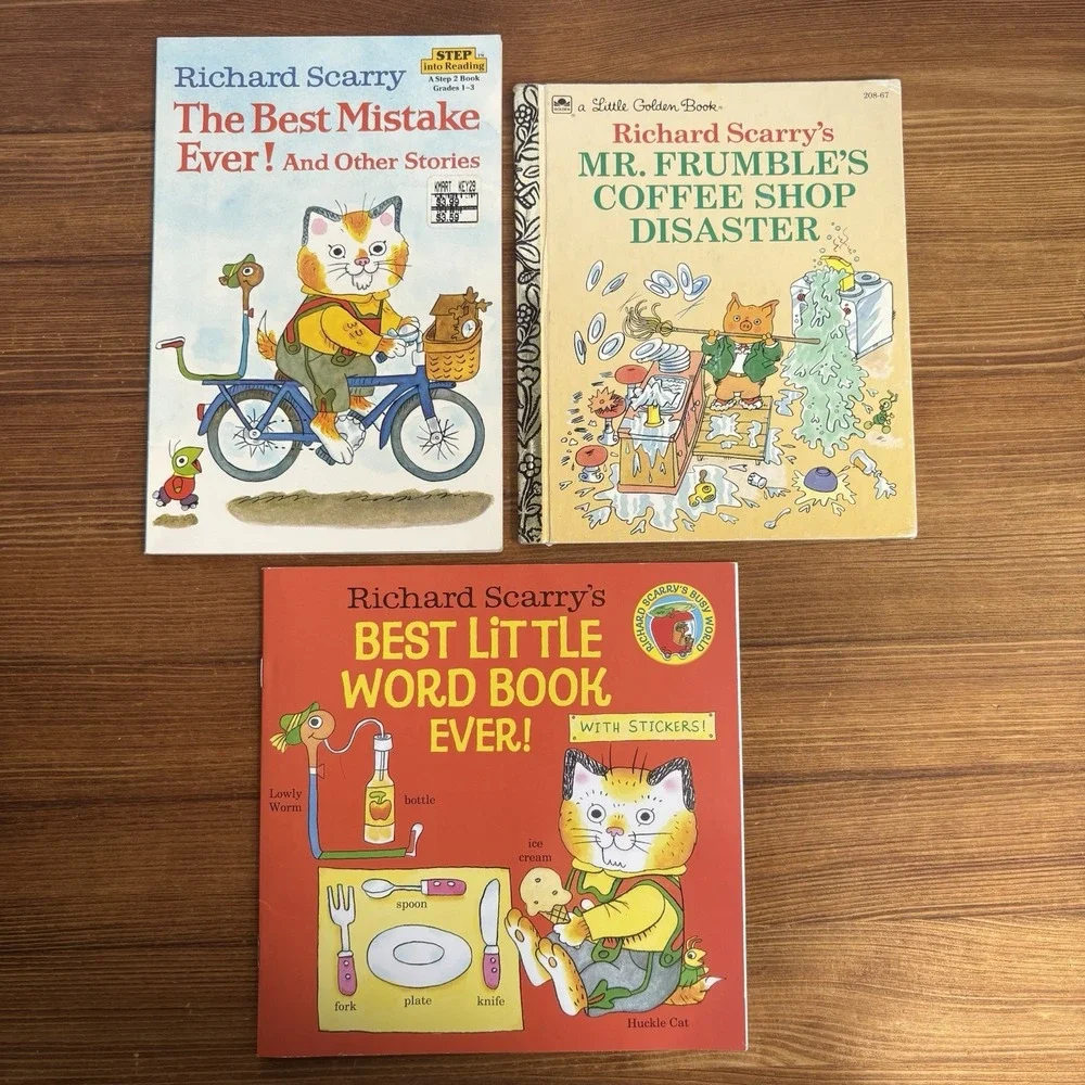 Lot of 3 Richard Scarry Children's Books Mr Frumble Best Little Word Book
